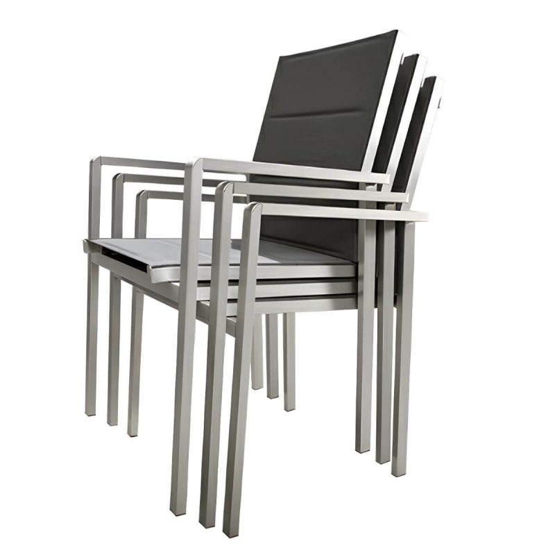 "Stacking Metallic Antique Finish Patio Chair Industrial Style without Cushions - 4 Piece Set"