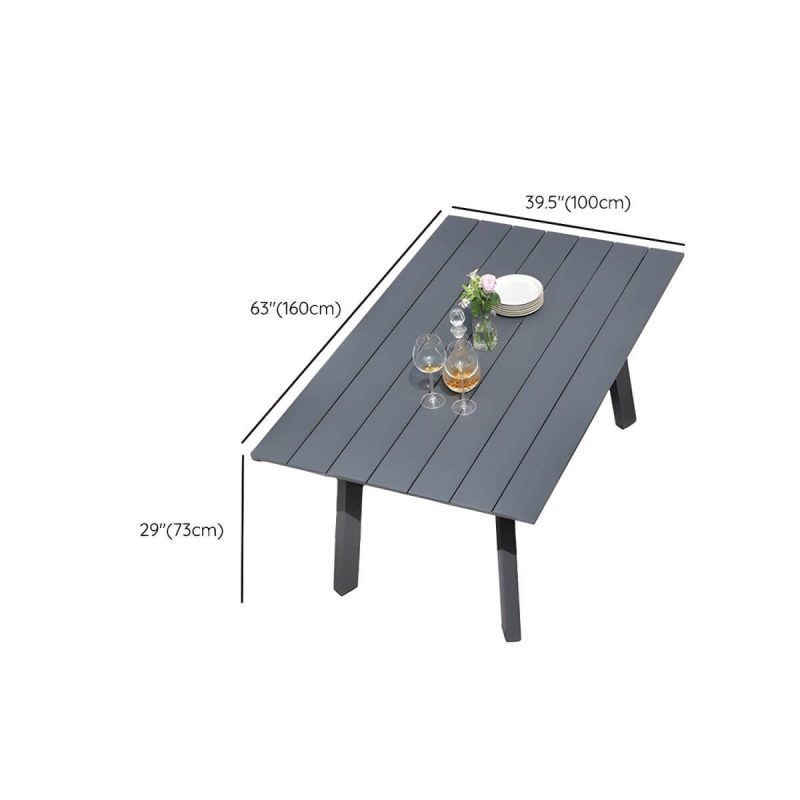 "Dimension of Contemporary Gray 11-Piece Weatherproof Patio Dining Set with Gray Wicker Chairs - Table & 4 Chairs 63"L x 39.5"W x 28.7"H"