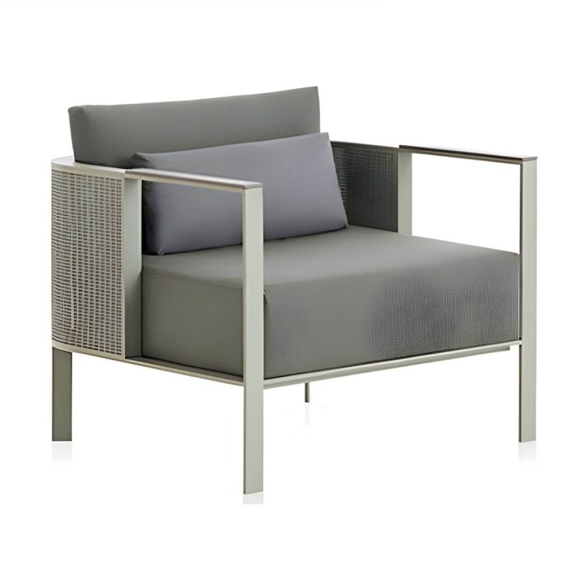 "Metal Water Resistant and UV Resistant 1 Piece Patio Sofa with Cushions - 29.5"L x 29.5"W x 27.5"H 1-Seater Sofa"