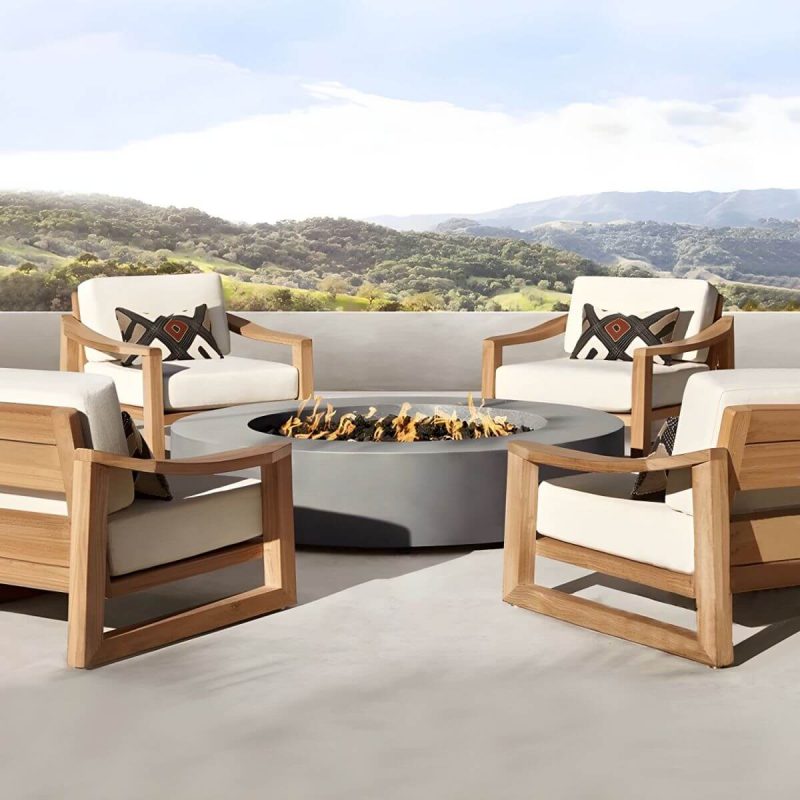 "Modern White Wood Sofa - Waterproof and UV Resistant with Cushions - 4-Seater Sofa"