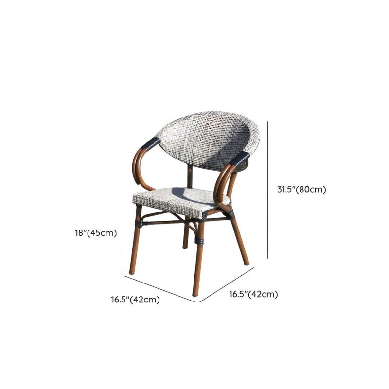 "Dimension of Modern Style Steel Frame UV and Water Protective Outdoor Dining Chair - 17"L x 17"W x 31"H 2 Piece Set"