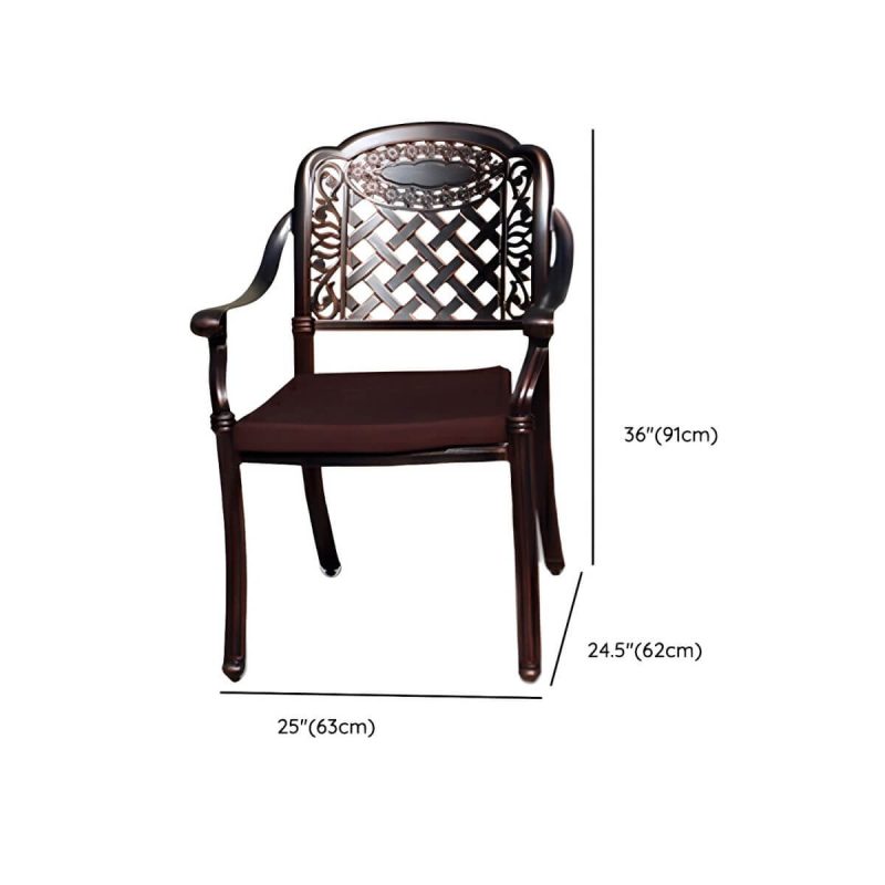 "Dimension of Copper Metal Arm Chair with Stackable Design and UV Resistant Durability for Traditional Style - 2 Piece Set"