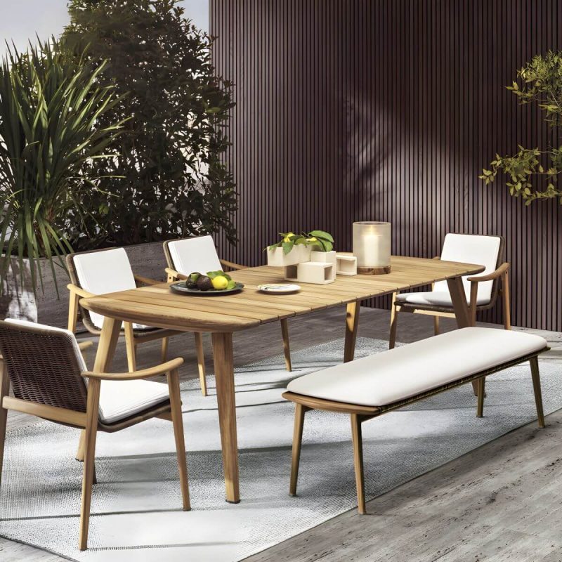 "Boho 1/5/6 Pieces Dining Wooden Set Rectangle Wood Dining Table Set - Wood Color Table & Chair & Bench 63"L x 35.5"W x 29.1"H 5"