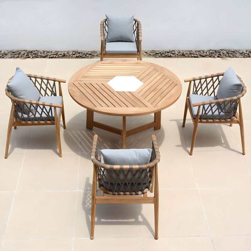 "Bohemian Style Dining Set 1/4/5 Pieces Wood Dining Table Set for Patio - Table 47.2"L x 47.2"W x 28.7"H Zero"