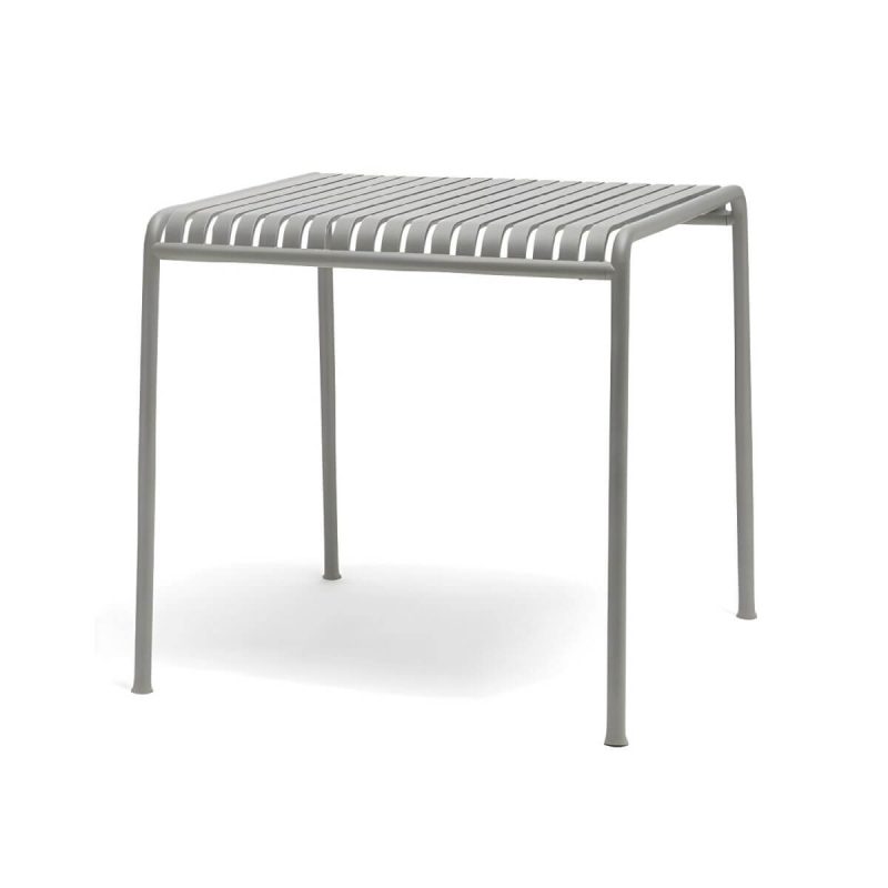 "Grey Metal Patio Table Contemporary Style Water Resistant for Outdoors - Table Only 27.6"L x 27.6"W x 29.5"H Square"