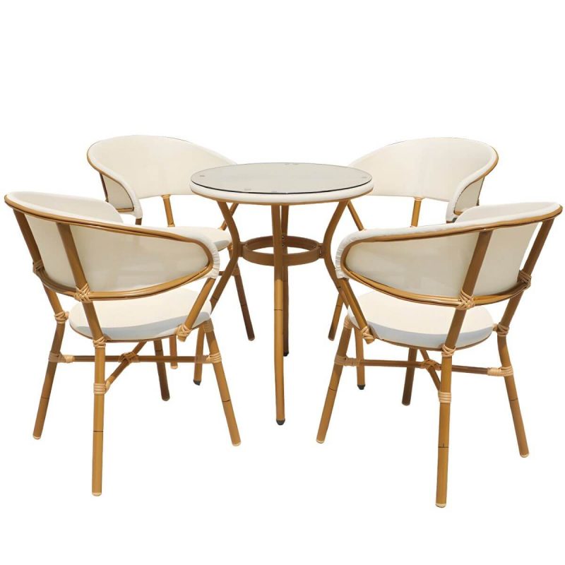 "Modern Patio Dining Side Chair Metal Outdoor Bistro Chairs with Arm - 1 Piece"