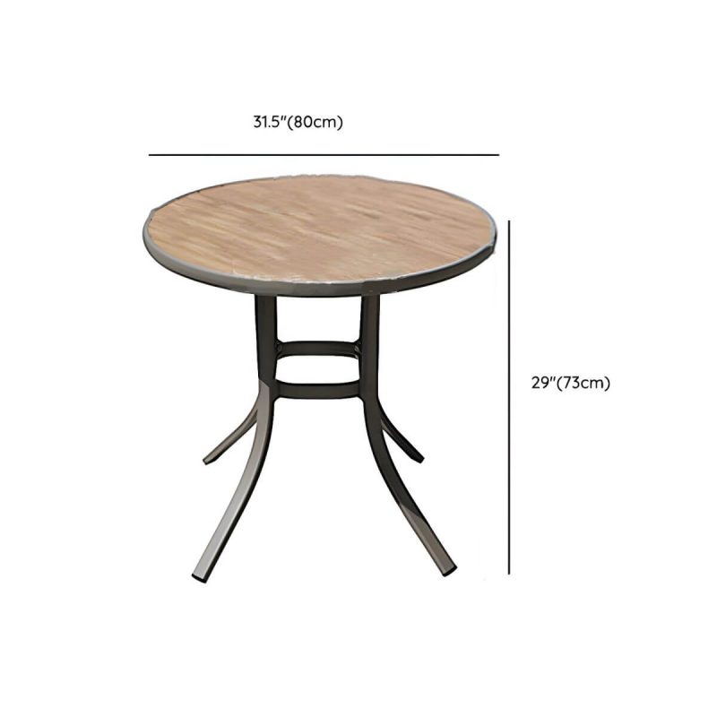 "Dimension of Modern Aluminum Dining Table with Umbrella Hole in Brown and Gray Finish - Table Only 31.5"L x 31.5"W x 28.7"H"
