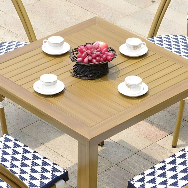 "Contemporary Aluminium Dining Table Set with Armless Chair for Courtyard - Table & Chair(s) 47"L x 31"W x 28"H 4"
