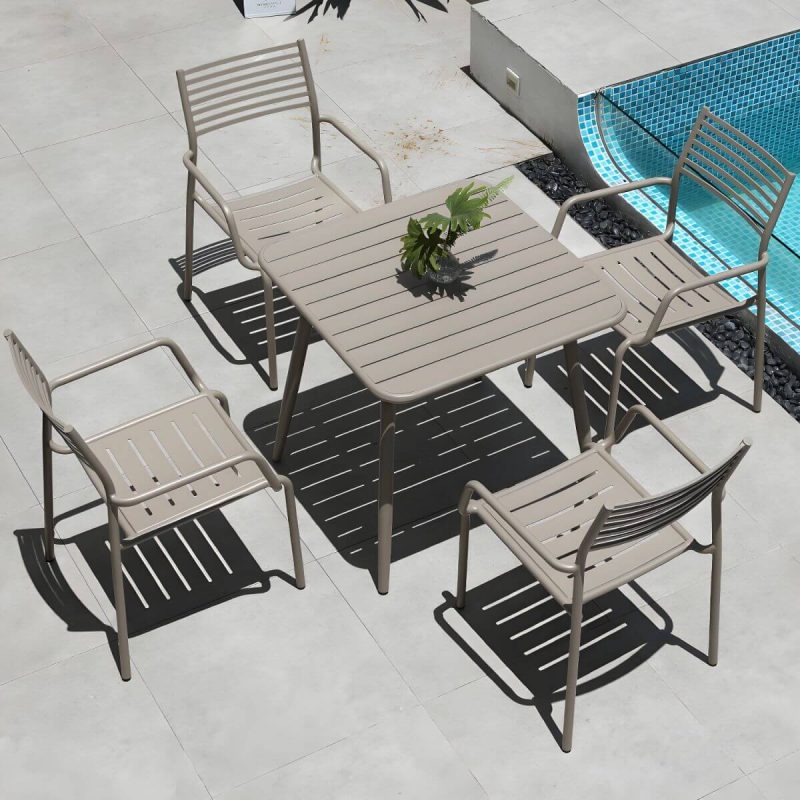 "Metal Modern Standard Height Dining Room Chair and Table Set with Chairs - Table & Chair(s) 25.6"L x 25.6"W x 29.1"H 4 Blue"
