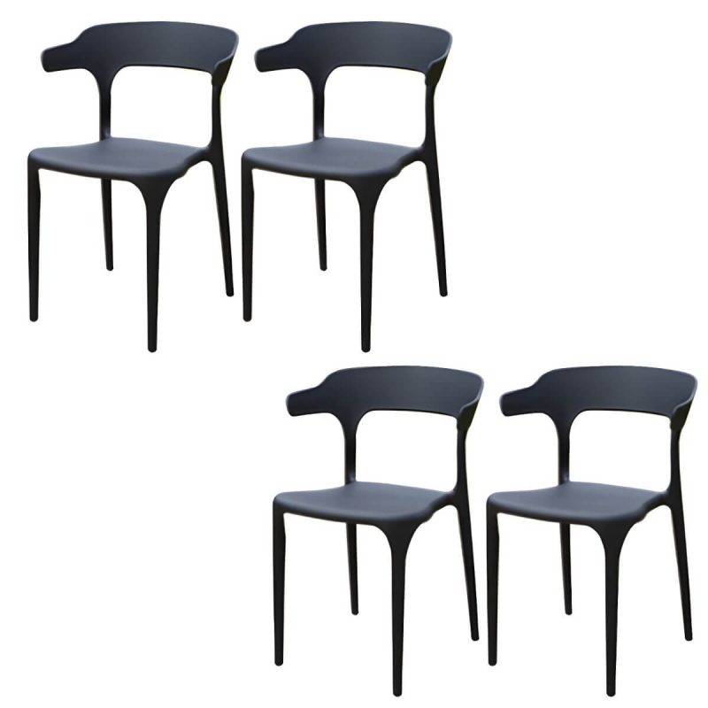 "Stacking Dining Armchair Contemporary Plastic Patio Arm Chair - 18"L x 20"W x 30"H 4 Piece Set"