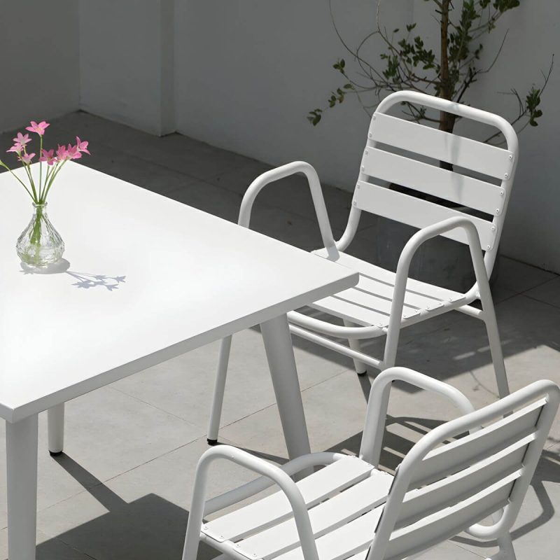 "Contemporary Style Metal Patio Table Water Resistant in Rectangular/Square Shape - 63"L x 35.4"W x 29.5"H Table Only"