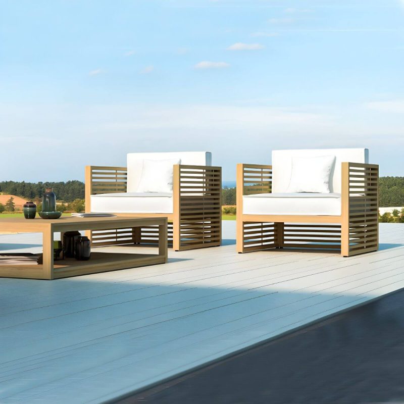 "Contemporary Water Resistant Patio Sofa Solid Wood Outdoor Patio Sofa - White 79"L x 33"W x 26"H"