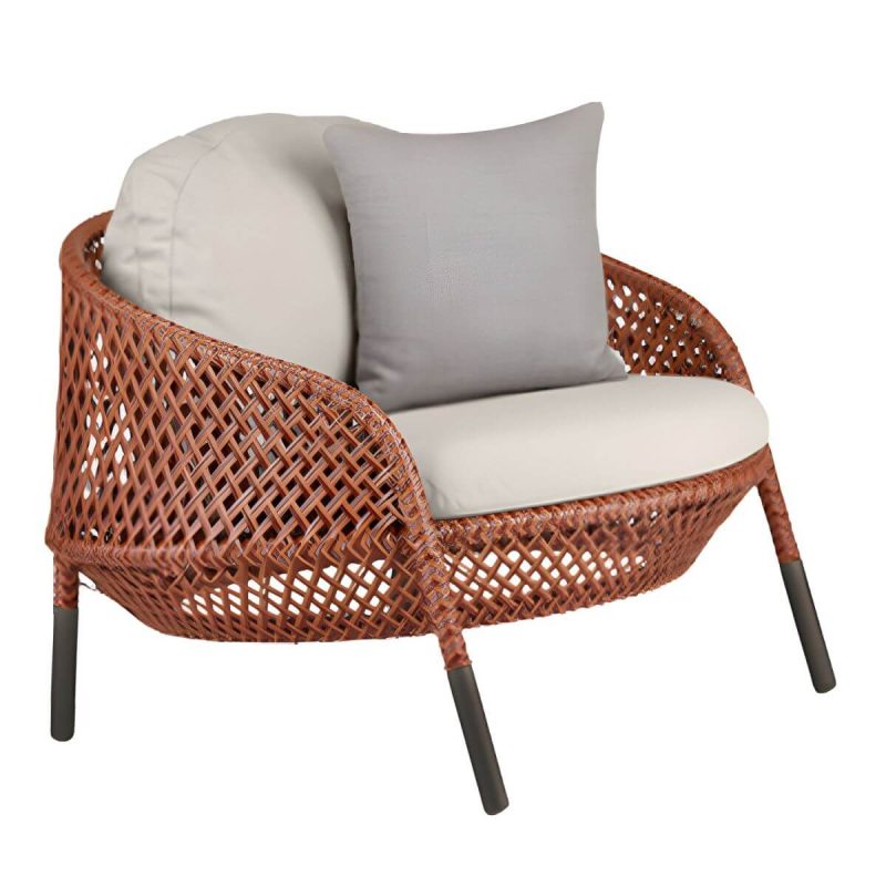 "UV and Water Resistant Patio Sofa 31.49" Wide Outdoor Sofa with Cushion - Orange 31.5"L x 31.5"W x 25.5"H"