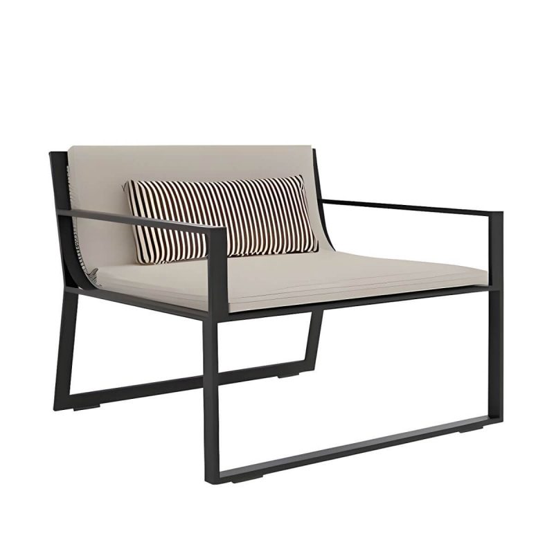 "Aluminum Alloy Frame Outdoor Sofa Modern Style Waterproof Cushion Included - 29.5"L x 29.5"W x 27.5"H"