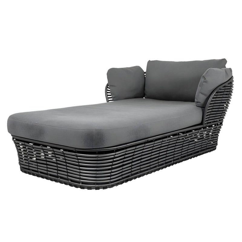 "Modern & Contemporary Outdoor Loveseat Wicker/Rattan Fabric With Cushions - Black 31"L x 70"W x 25"H"