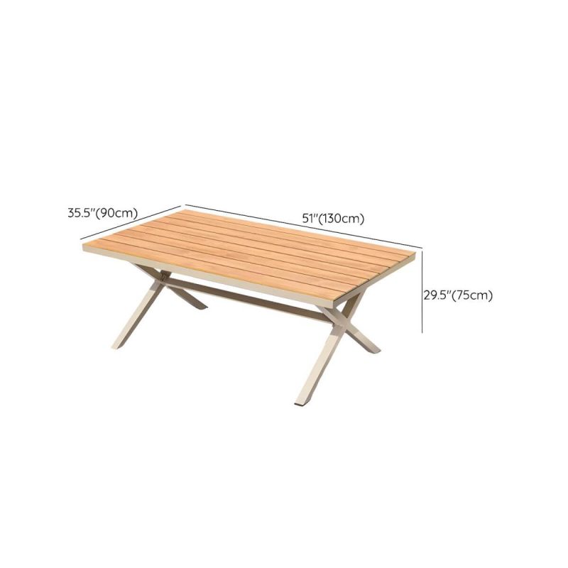 "Dimension of Brown Patio Table Wooden Contemporary Style in Rectangular Shape - Table Only 51.2"L x 31.5"W x 29.5"H Dark Brown"