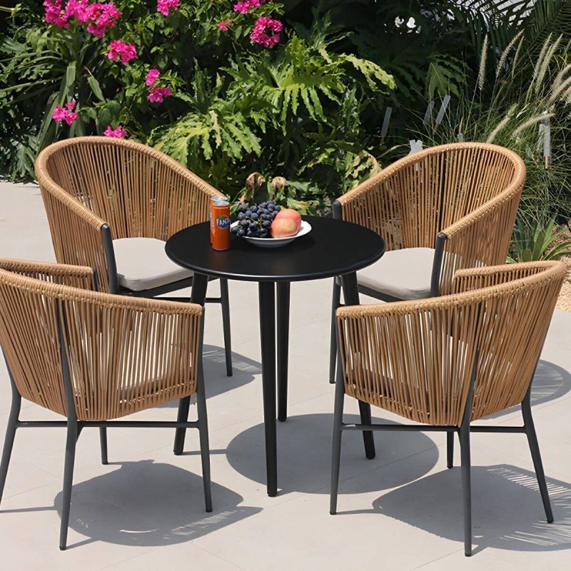 "Mid-Century Modern Dining Table Set with 4 Legs Chair for Outdoors - Table & Chair(s) 27.6"L x 27.6"W x 29.1"H 4"