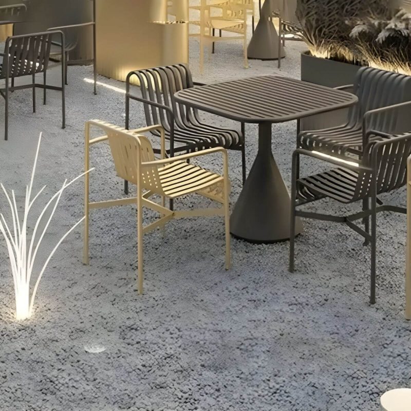"Contemporary Style Patio Dining Table with Metal Legs for Patio Dining - 27.6"L x 27.6"W x 29.5"H Natural Wood/ Black Table Table Only"