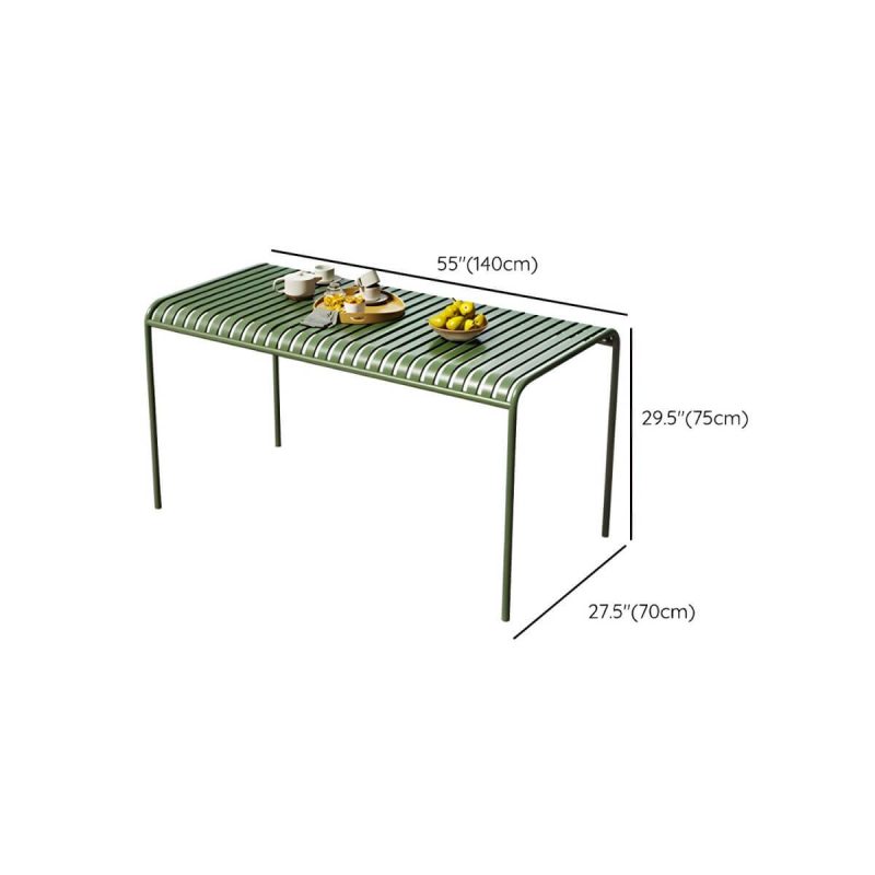 "Dimension of Green Modern Metal Dining Table for Outdoor Patio with No Distressing - Table Only 55.1"L x 27.6"W x 29.5"H"