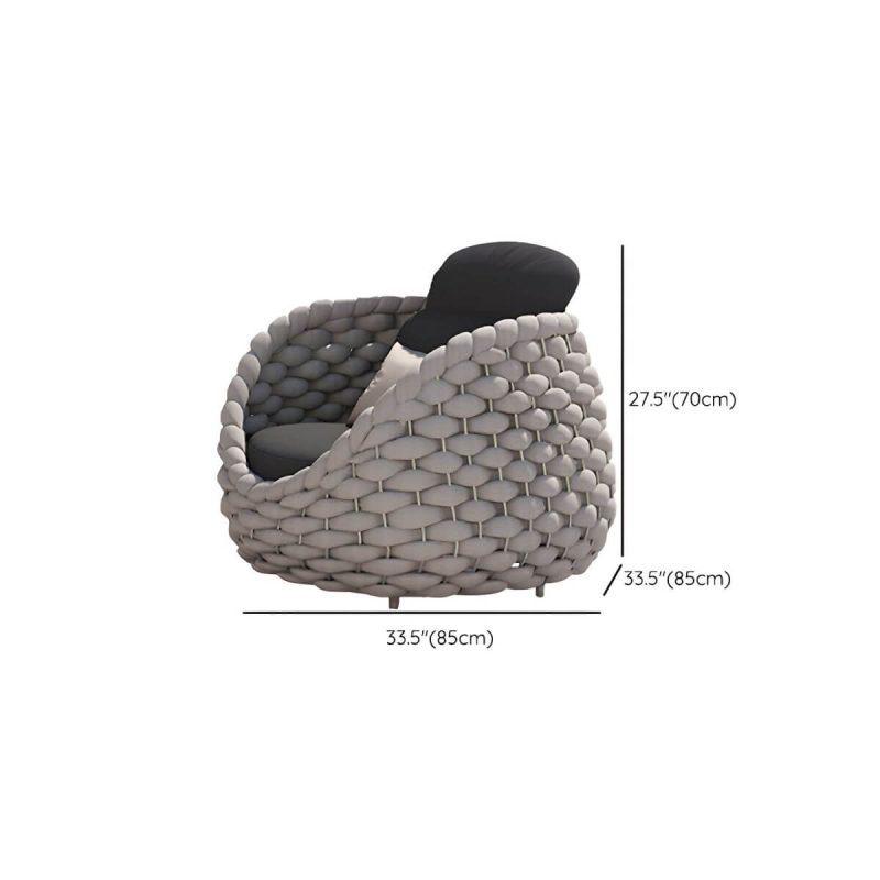 "Dimension of Contemporary Gray Metal Frame Outdoor Patio Sofa with Cushion - 1-Seater Sofa"