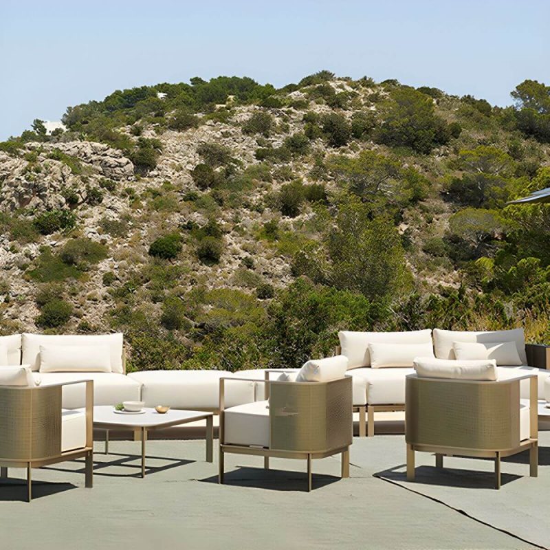 "Metal Water Resistant and UV Resistant 1 Piece Patio Sofa with Cushions - 29.5"L x 29.5"W x 27.5"H Chair(s)"