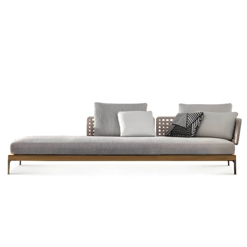 "Scandinavian Patio Sofa Water Resistant Gray Outdoor Patio Sofa - Aluminum 73"L x 33"W x 26"H Right Chaise Lounge"