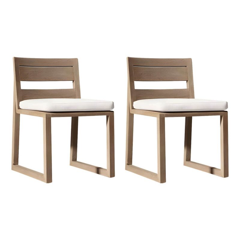 "Modern Dining Side Chairs Solid Wood Natural RemovableUV Protective Finish Cushion - Armless 2 Piece Set"