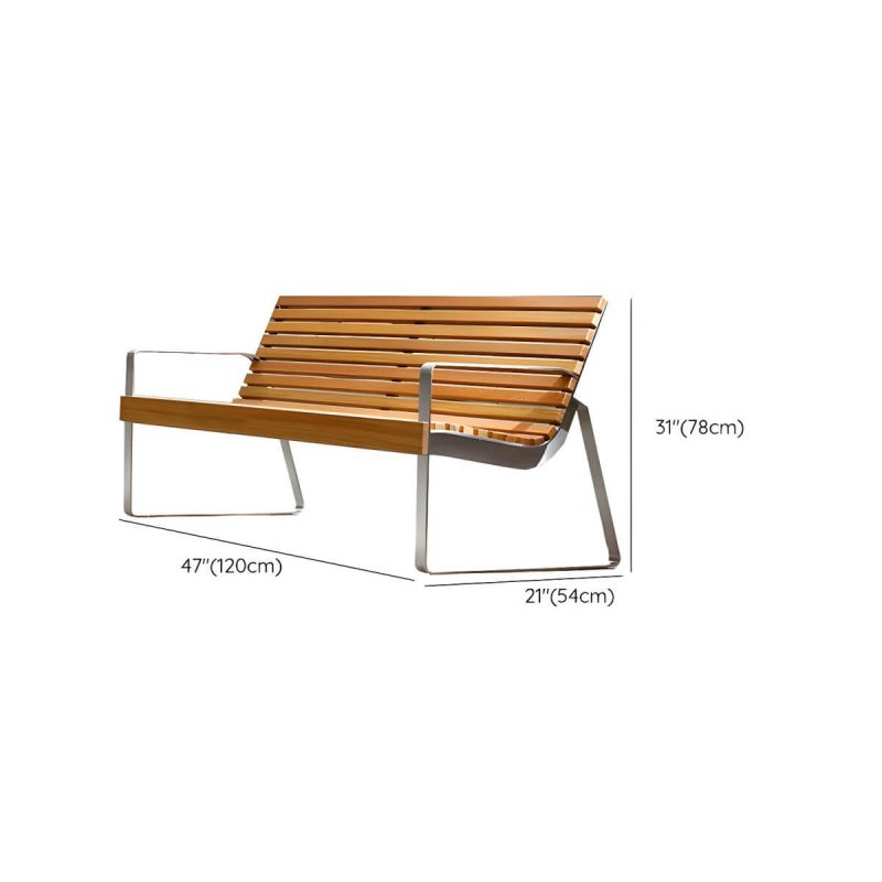 "Dimension of Industrial Style Metal Picnic Bench with Stainless Steel Frame and Waterproof Durability - 47"L x 21"W x 31"H"