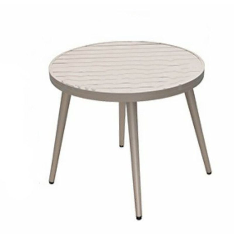 "Modern Aluminum Dining Table with Umbrella Hole in Brown and Gray Finish - Table Only 35.4"L x 35.4"W x 28.7"H"