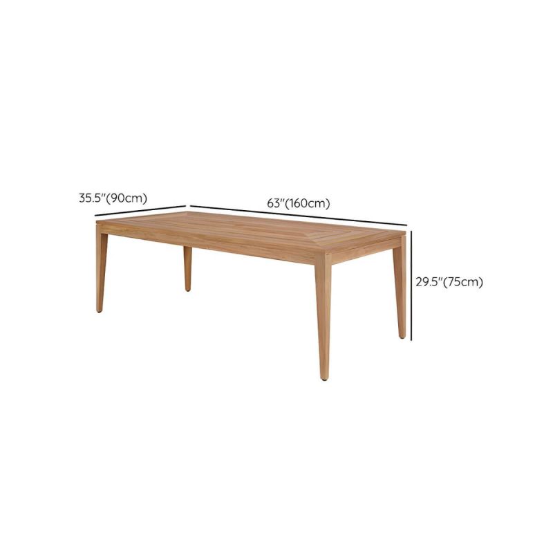 "Dimension of Modern Patio Dining Table Set 1/5/7 Pcs Wood Frame Patio Dining Table and Chairs - Table 63"L x 35.4"W x 29.5"H Zero Brown"
