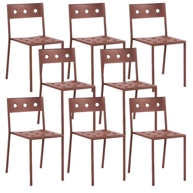 "Industrial Metal Dining Side Chair Open Back Stacking Outdoor Chair - 8 Piece Set Armless"