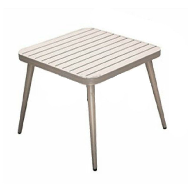 "Modern Aluminum Dining Table with Umbrella Hole in Brown and Gray Finish - Table Only 33"L x 33"W x 29"H"