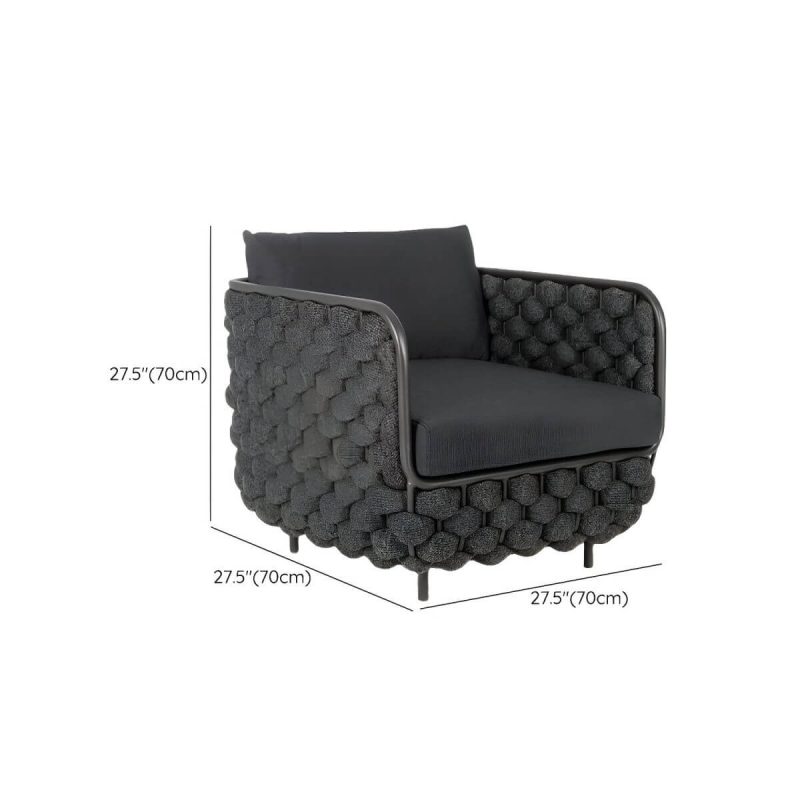 "Dimension of Black Contemporary Sofa Water Resistant with Cushions for Outdoor - 1-Seater Sofa"