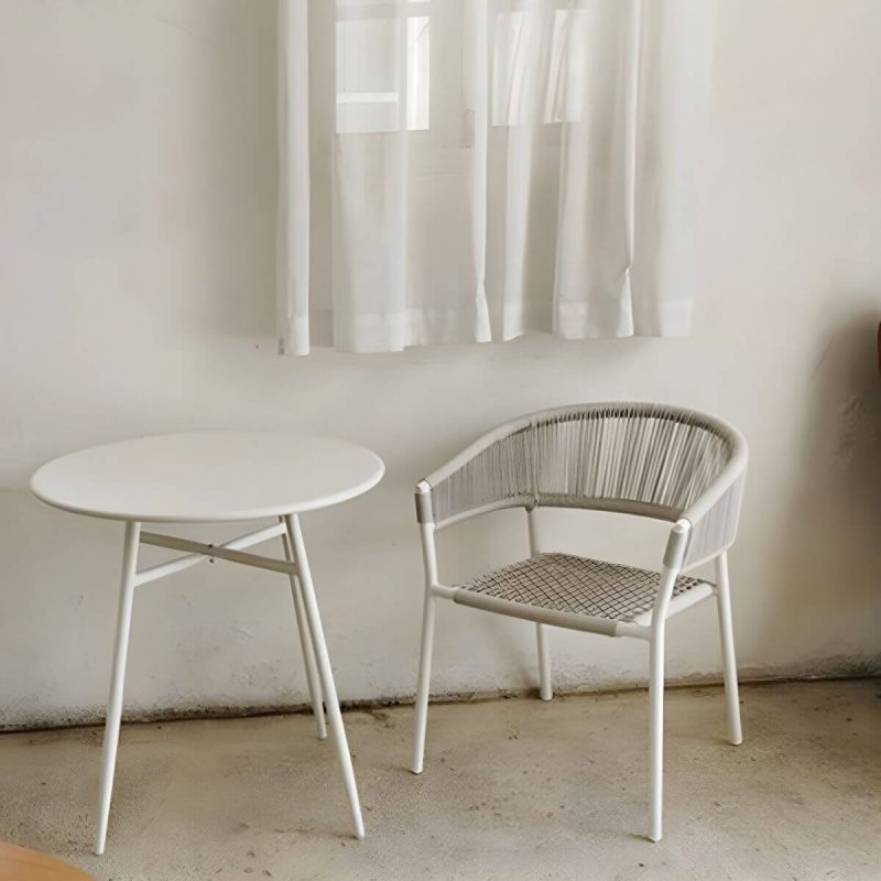 "Contemporary Dining Arm Chair Pure Color Metal Stackable for Outdoor - 8 Piece Set"