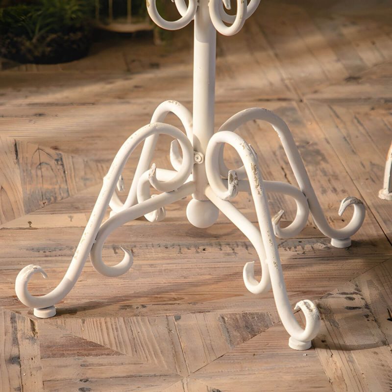 "Iron Round Dining Table French Country Round Patio Table in White - Table Only 31"L x 31"W x 32"H"
