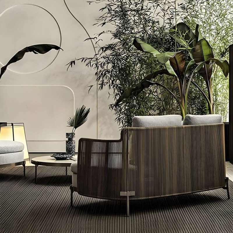 "Waterproof and Durable Brown Metal Modern Sofa with Cushions - 1-Seater Sofa"