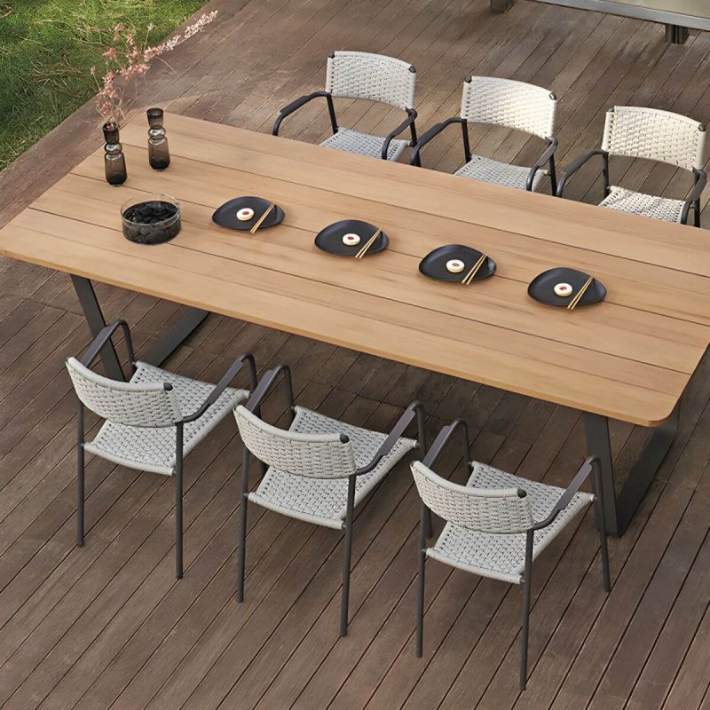 "Rattan Contemporary Aluminum Stacking Patio Arm Chair in Gray - 0.08" Aluminum Pipe 4 Piece Set"