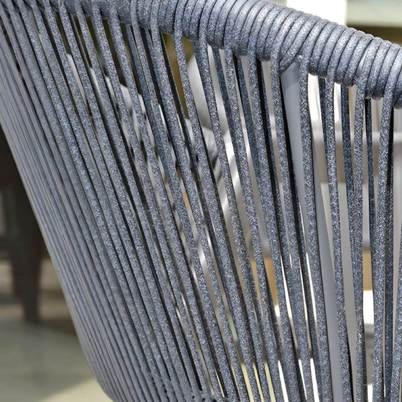 "Contemporary Gray 11-Piece Weatherproof Patio Dining Set with Gray Wicker Chairs - Table & 6 Chairs 81"L x 39"W x 29"H"