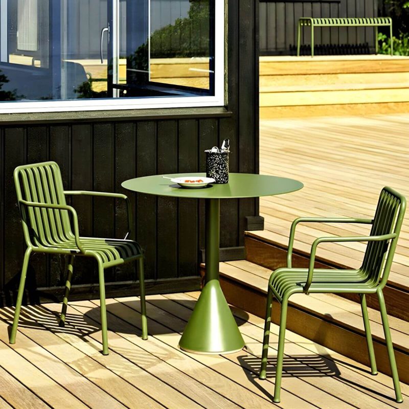 "Modern Metal Outdoor Bistro Chairs Open Back Dining Chairs in Green - 22"L x 20"W x 31"H 4 Piece Set"