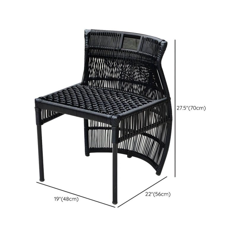 "Dimension of Modern Black Round Shape Dining Room Chair and Table Set with Woven Chairs - Table & Chair(s) 2"