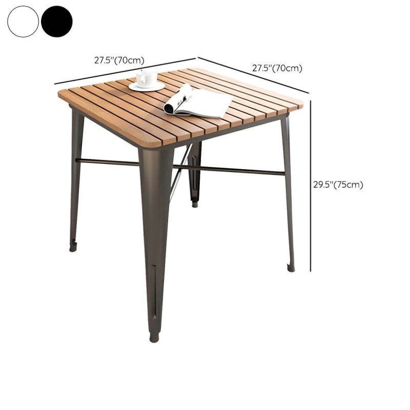 "Dimension of Contemporary Style Wood Patio Table Rectangle Shape with Metal Legs in White/Black - Table Only 27.6"L x 27.6"W x 29.5"H Black"