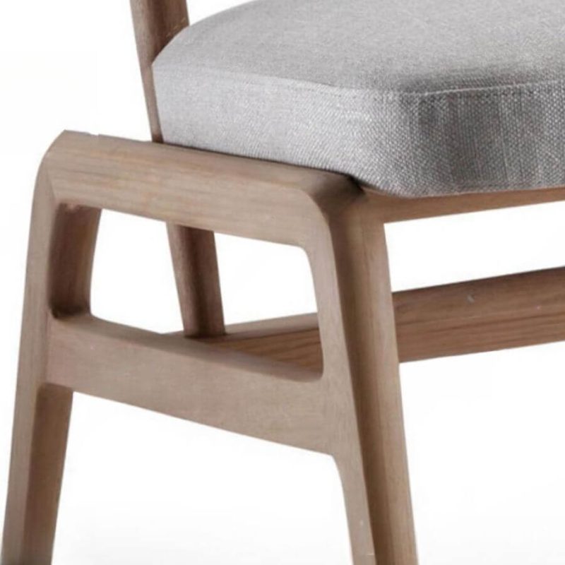 "Scandinavian Cream Watertight Lumber Outdoor Side Chair with Cushion, 1 Chair, 31"L x 24"W x 30"H"