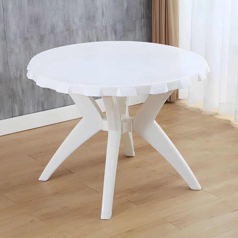 "Plastic Garden Table Modern Simple Household Food Stall Dining Table - White Round Table Only"