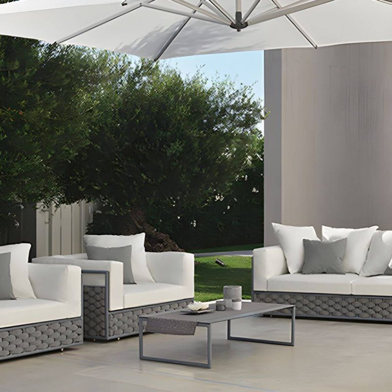 "French Country Style Outdoor Sofa Tuxedo Arm Loveseat in Grey - 31.5"L x 27.6"W x 29.5"H"