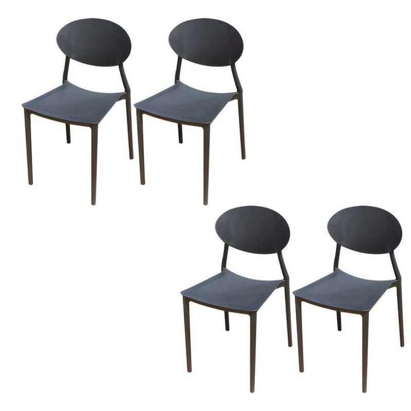"Stacking Dining Armchair Contemporary Plastic Patio Arm Chair - 15"L x 18"W x 33"H 4 Piece Set"