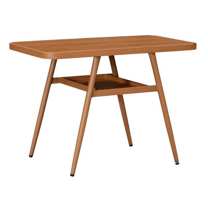 "Modern Style Dining Set Square Metal 1/3 Pcs Dining Table Set - Table 39.4"L x 23.6"W x 29.5"H Zero Brown"