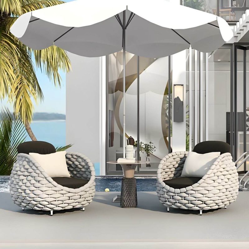 "Modular Gray Metal Modern Sofa with Upholstered Cushions for Versatile Outdoor Seating - 55"L x 33.5"W x 28"H"