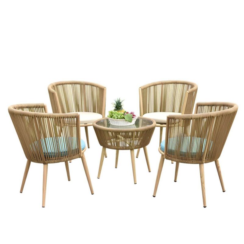 "Contemporary Patio Table Outdoor Open-air Round Bistro Table - Natural Finish Table Only"
