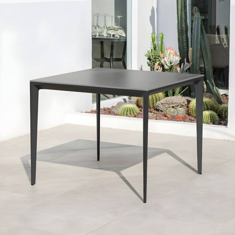"Contemporary Aluminum Frame Patio Table Outdoor Rust Resistant Patio Table - Square 35.4"L x 35.4"W x 29.5"H Table Only"