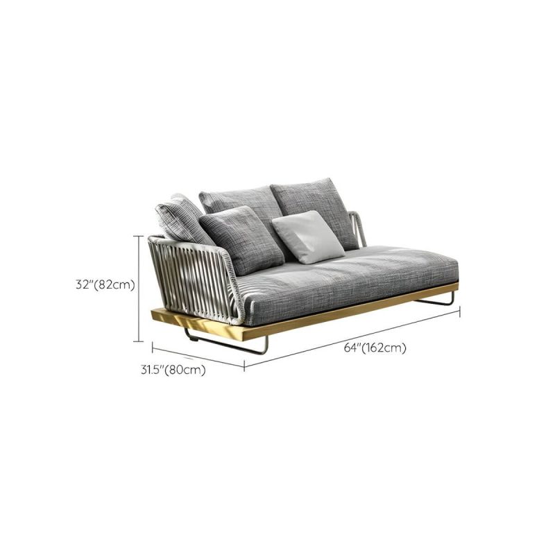 "Dimension of Tropical Patio Sofa Wood With Cushions Beige Fabric Water Resistant Outdoor Patio Sofa - 64"L x 31"W x 32"H"